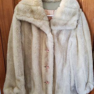 Vintage faux chinchilla cream color winter coat.